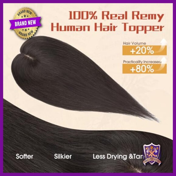 Human Hair Topper 14 Inch 150% Density 9x12cm Lace Base for Thinning Hair main image 5